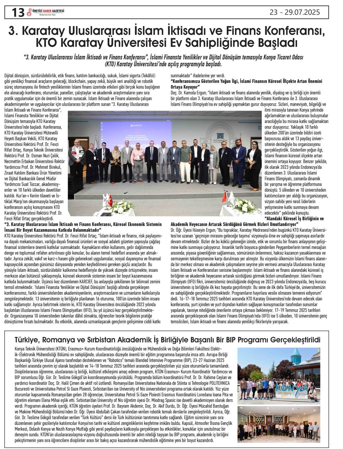 ÜRETİCİ  HABER  GAZETESİ     23.07.2025