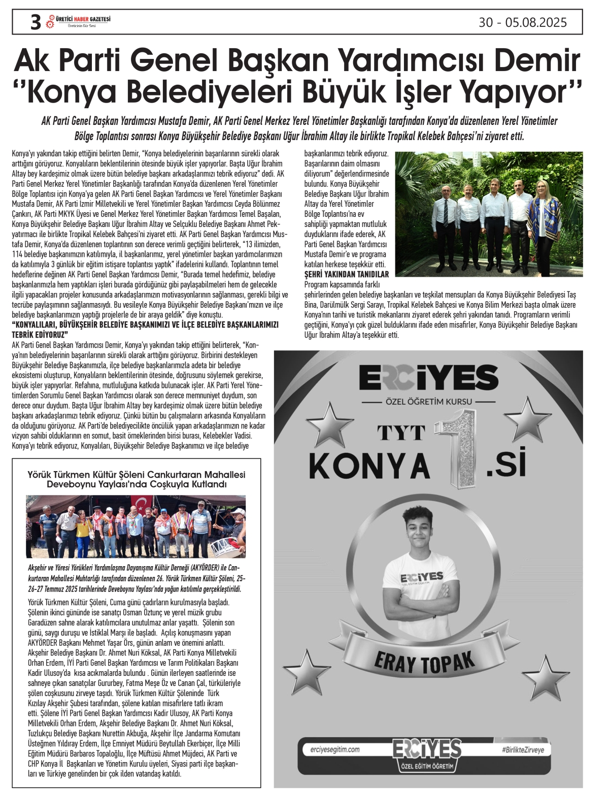 ÜRETİCİ  HABER GAZETSİ  30.07.2025