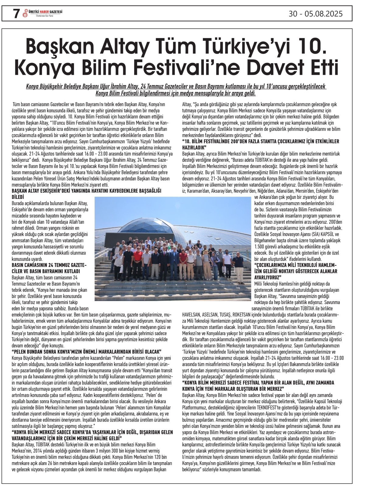 ÜRETİCİ  HABER GAZETSİ  30.07.2025
