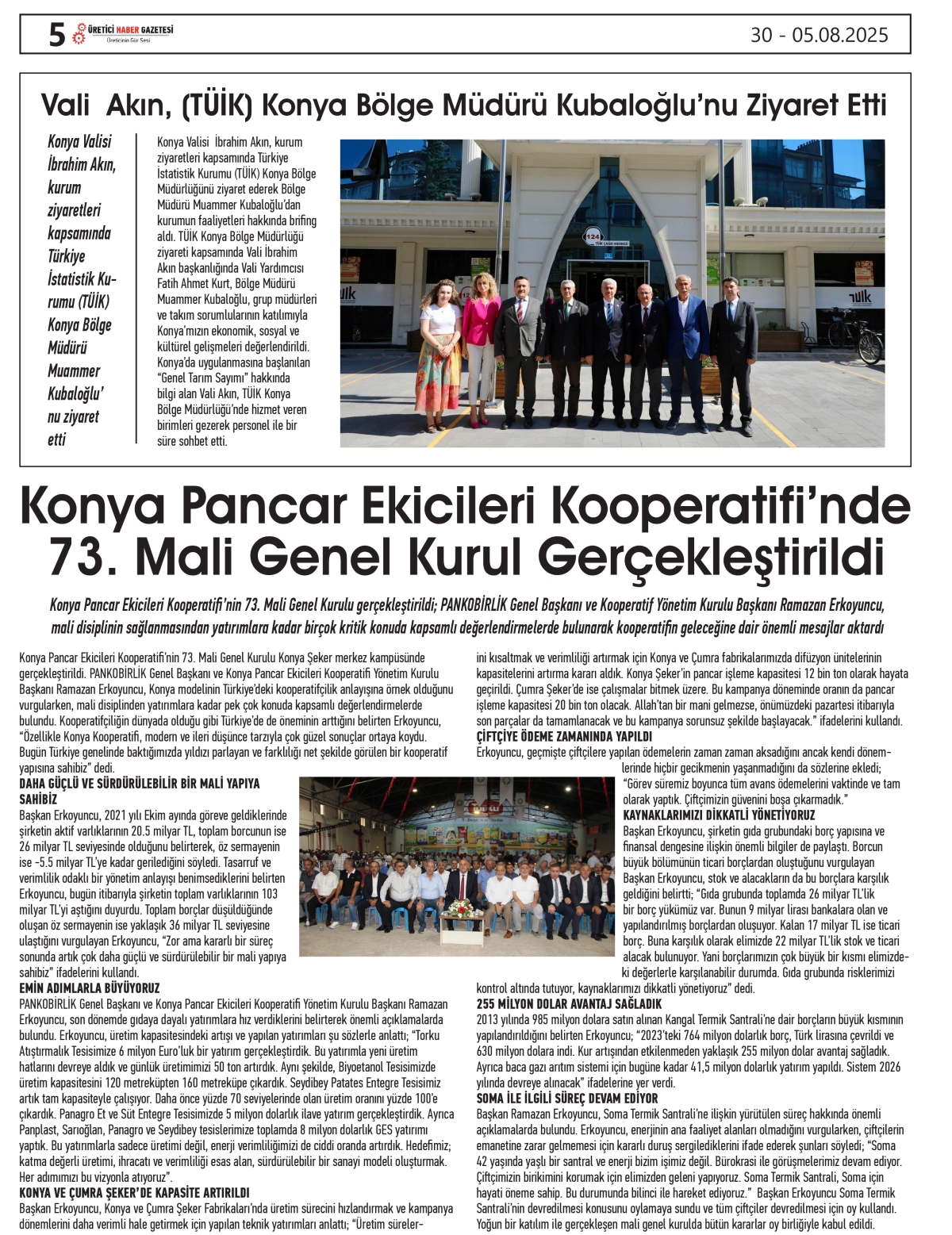 ÜRETİCİ  HABER GAZETSİ  30.07.2025