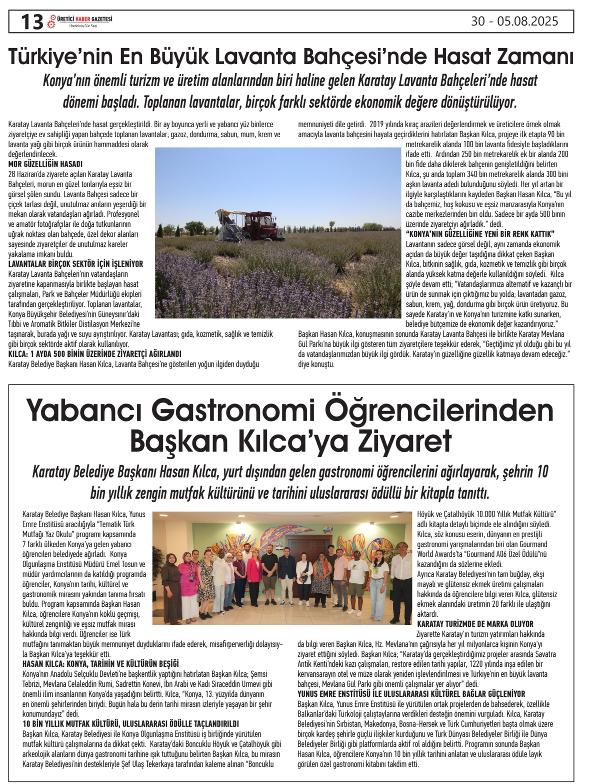ÜRETİCİ  HABER GAZETSİ  30.07.2025