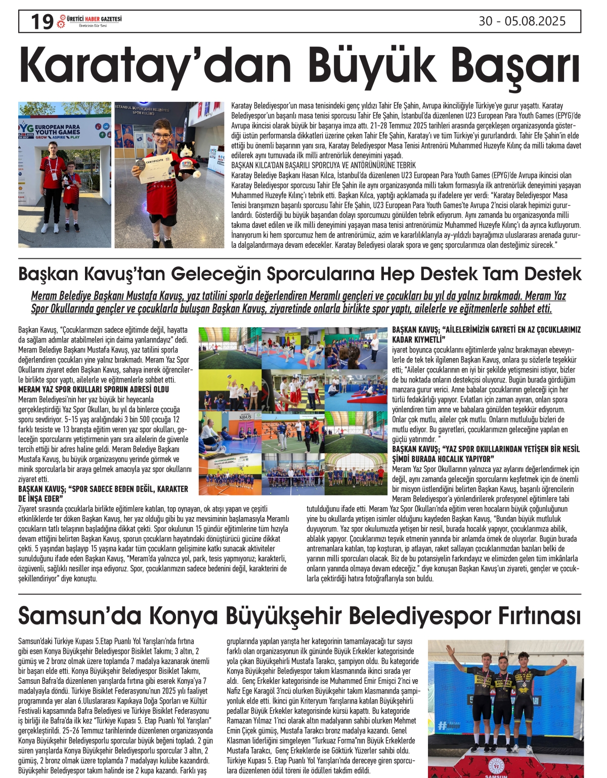 ÜRETİCİ  HABER GAZETSİ  30.07.2025