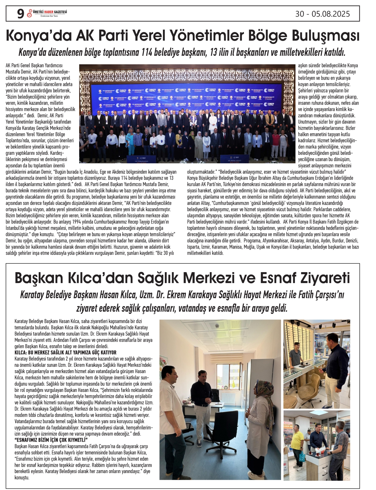 ÜRETİCİ  HABER GAZETSİ  30.07.2025