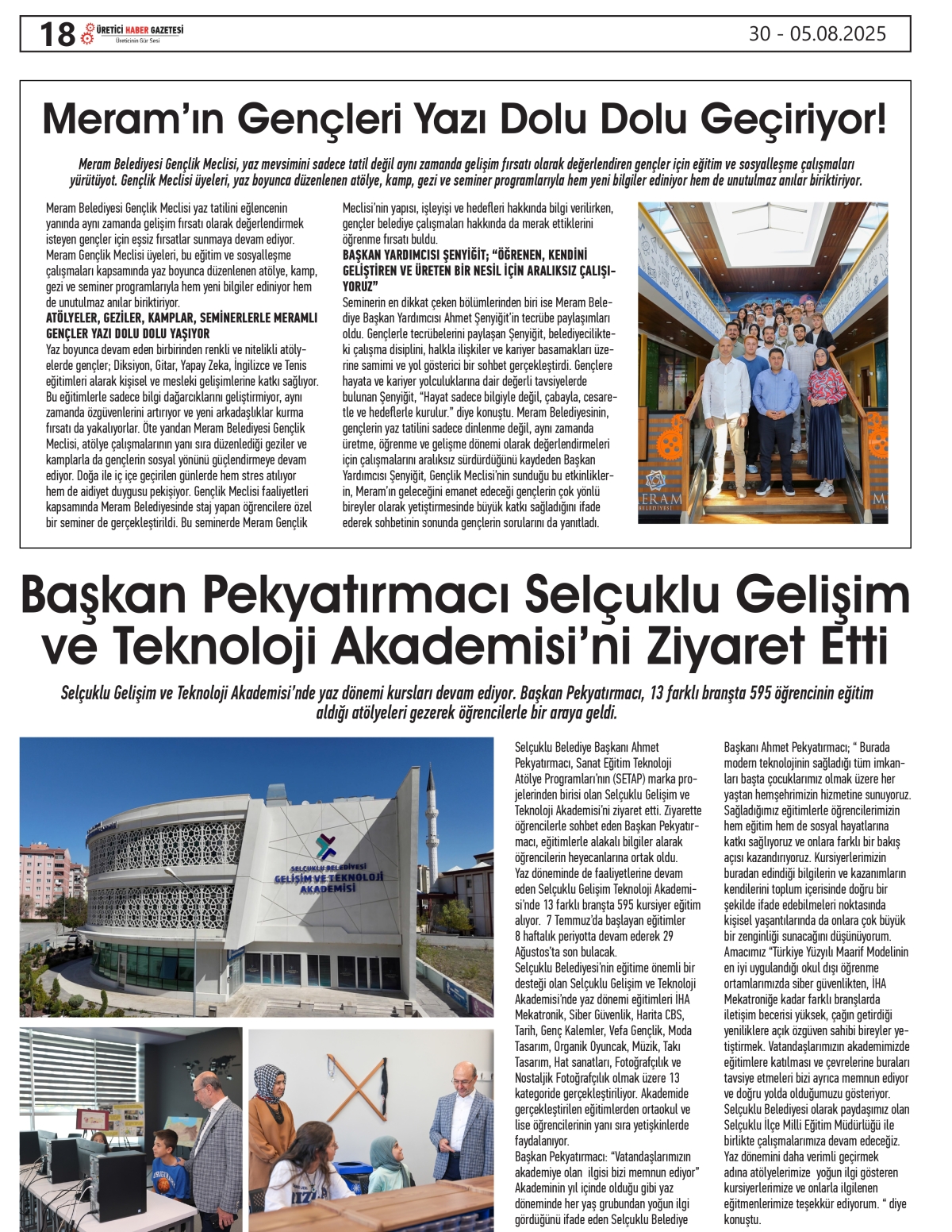 ÜRETİCİ  HABER GAZETSİ  30.07.2025
