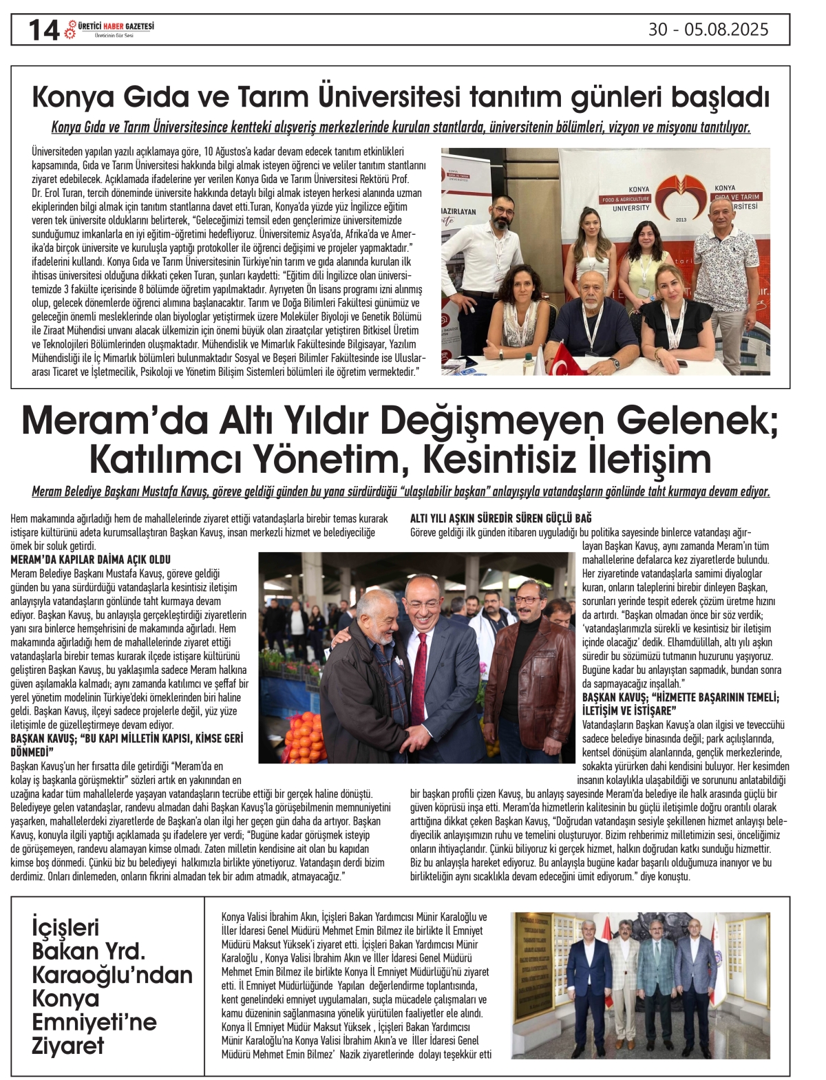 ÜRETİCİ  HABER GAZETSİ  30.07.2025
