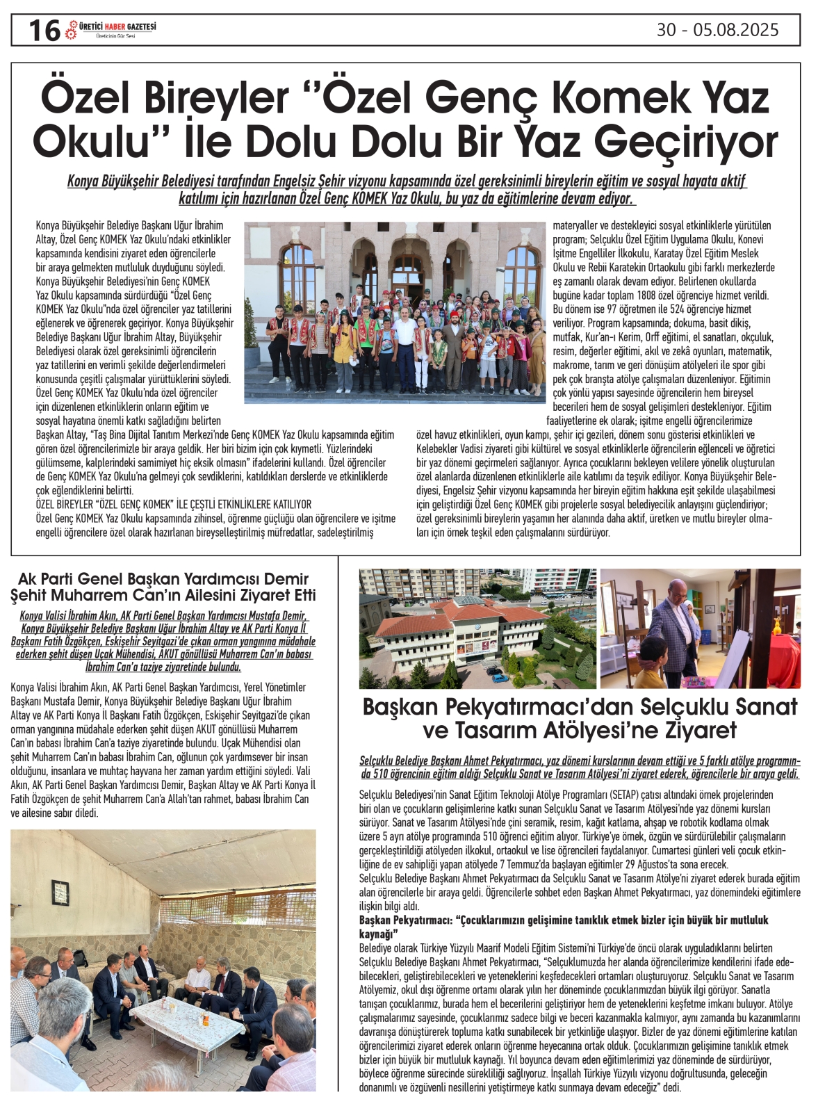 ÜRETİCİ  HABER GAZETSİ  30.07.2025