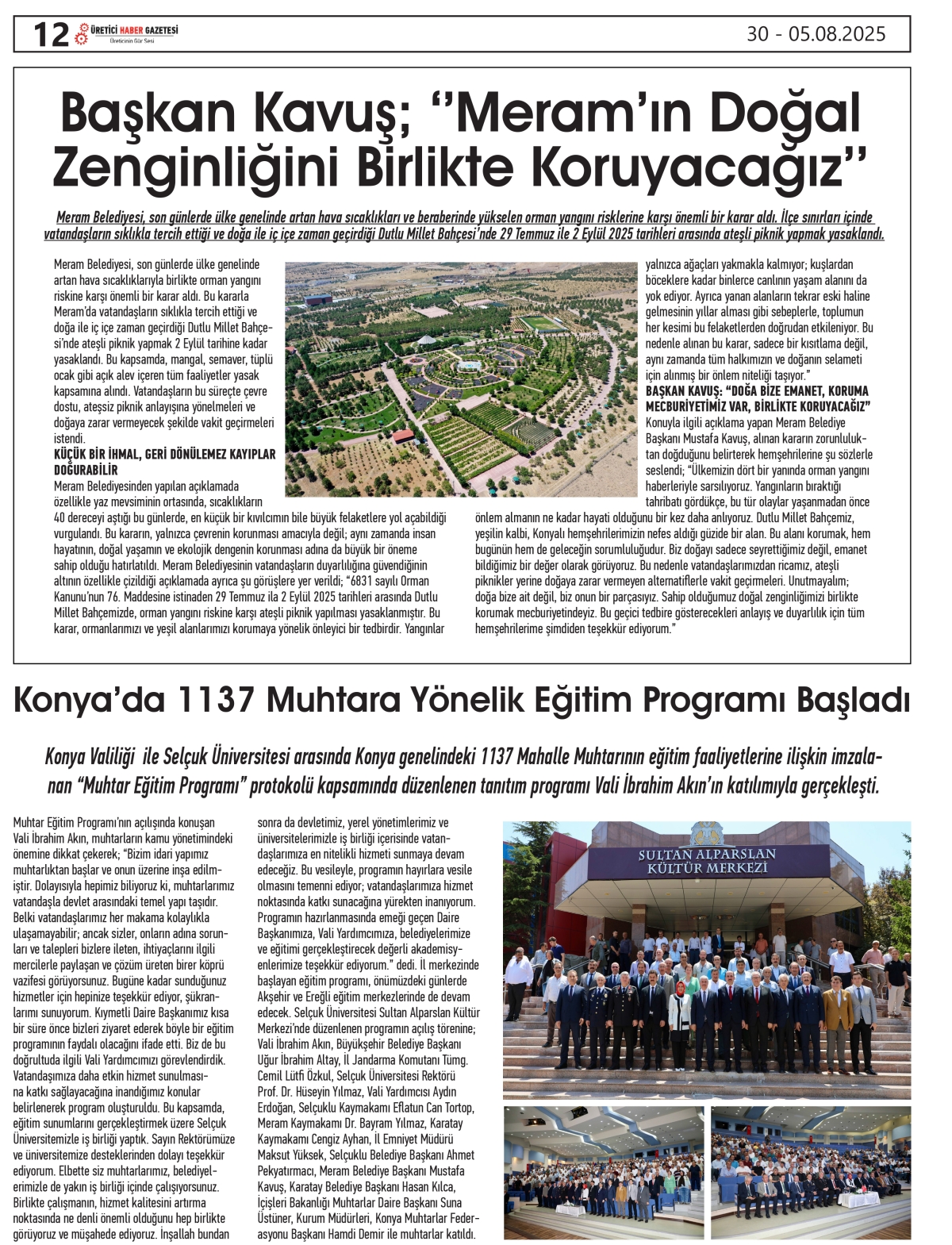 ÜRETİCİ  HABER GAZETSİ  30.07.2025