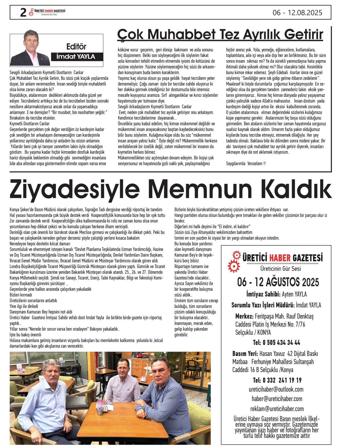 ÜRETİCİ HABER GAZETESİ   06.08.2025