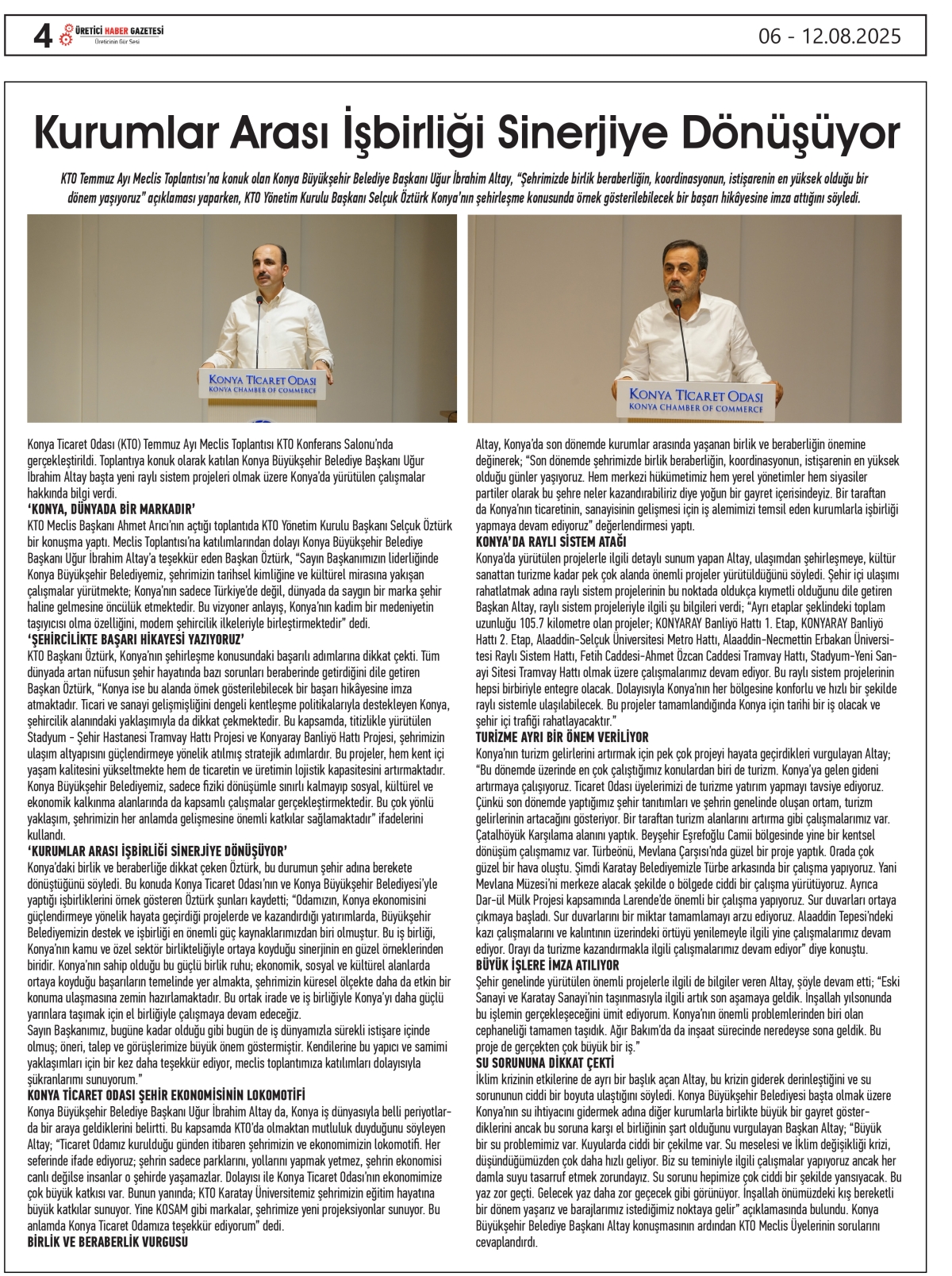 ÜRETİCİ HABER GAZETESİ   06.08.2025