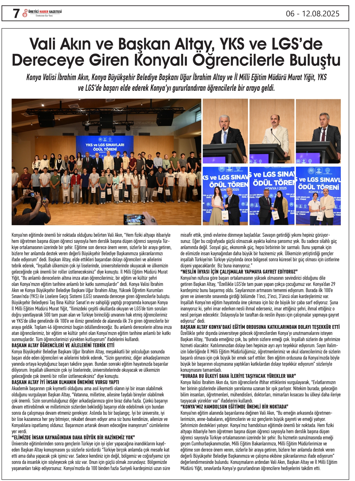 ÜRETİCİ HABER GAZETESİ   06.08.2025