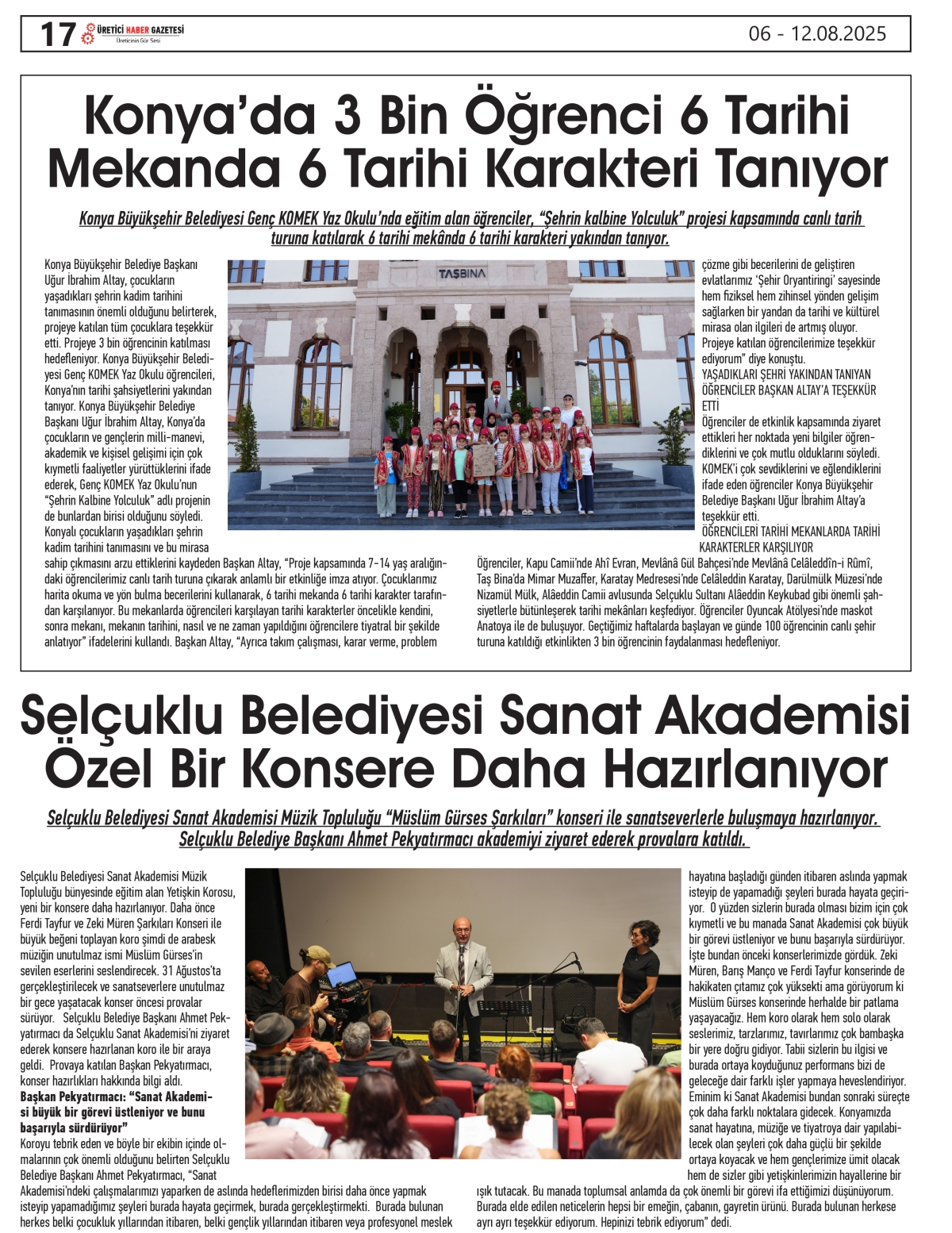 ÜRETİCİ HABER GAZETESİ   06.08.2025