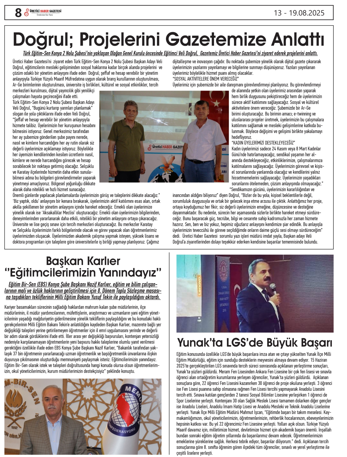 ÜRETİCİ  HABER  GAZETSİ   13.08.2025