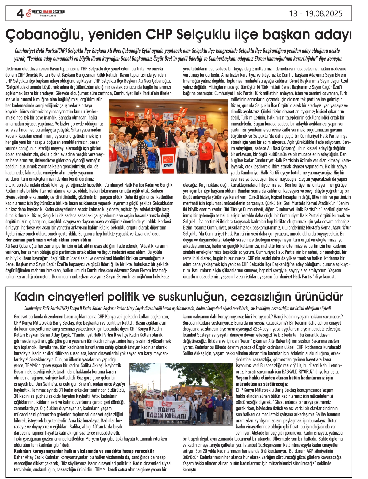 ÜRETİCİ  HABER  GAZETSİ   13.08.2025