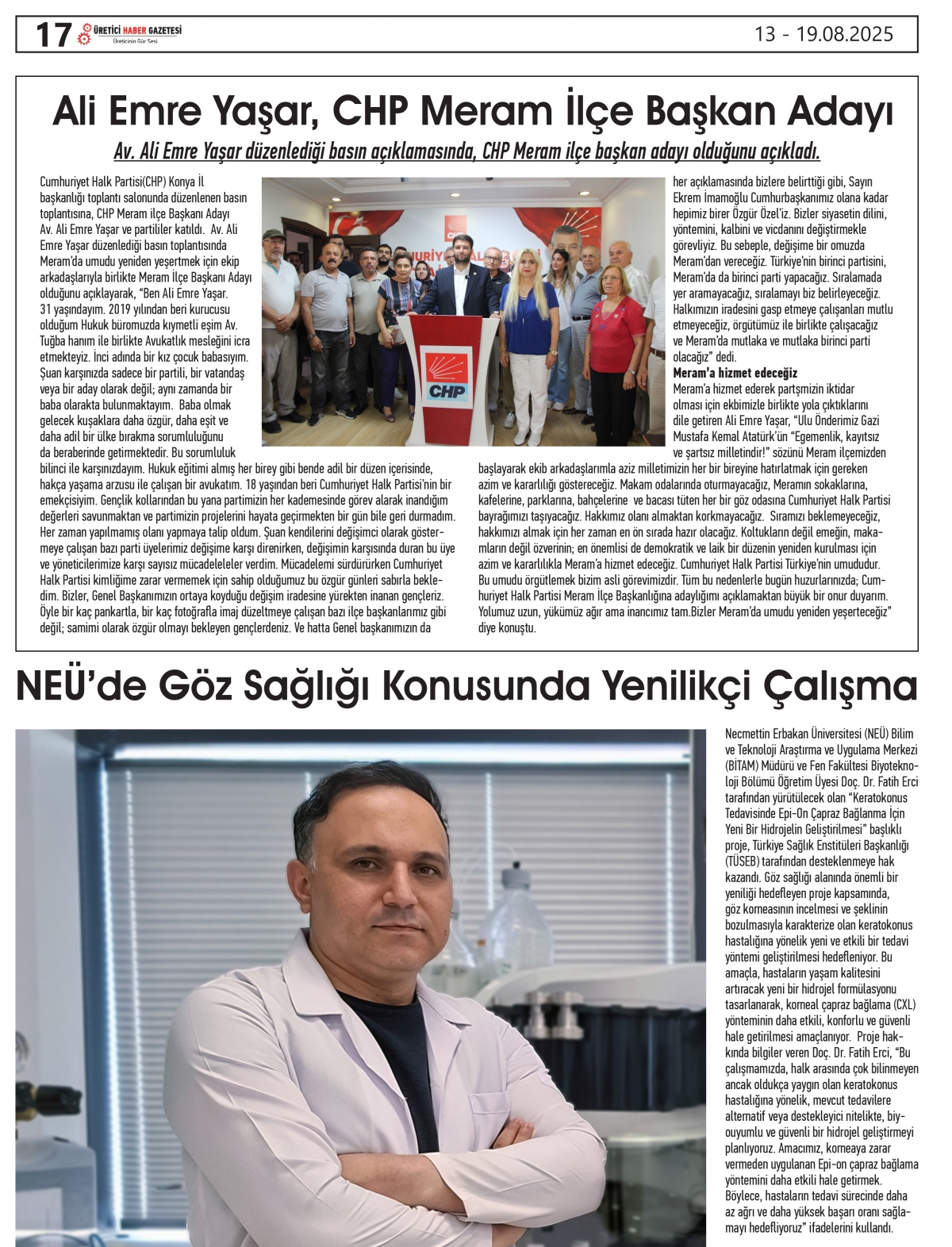 ÜRETİCİ  HABER  GAZETSİ   13.08.2025