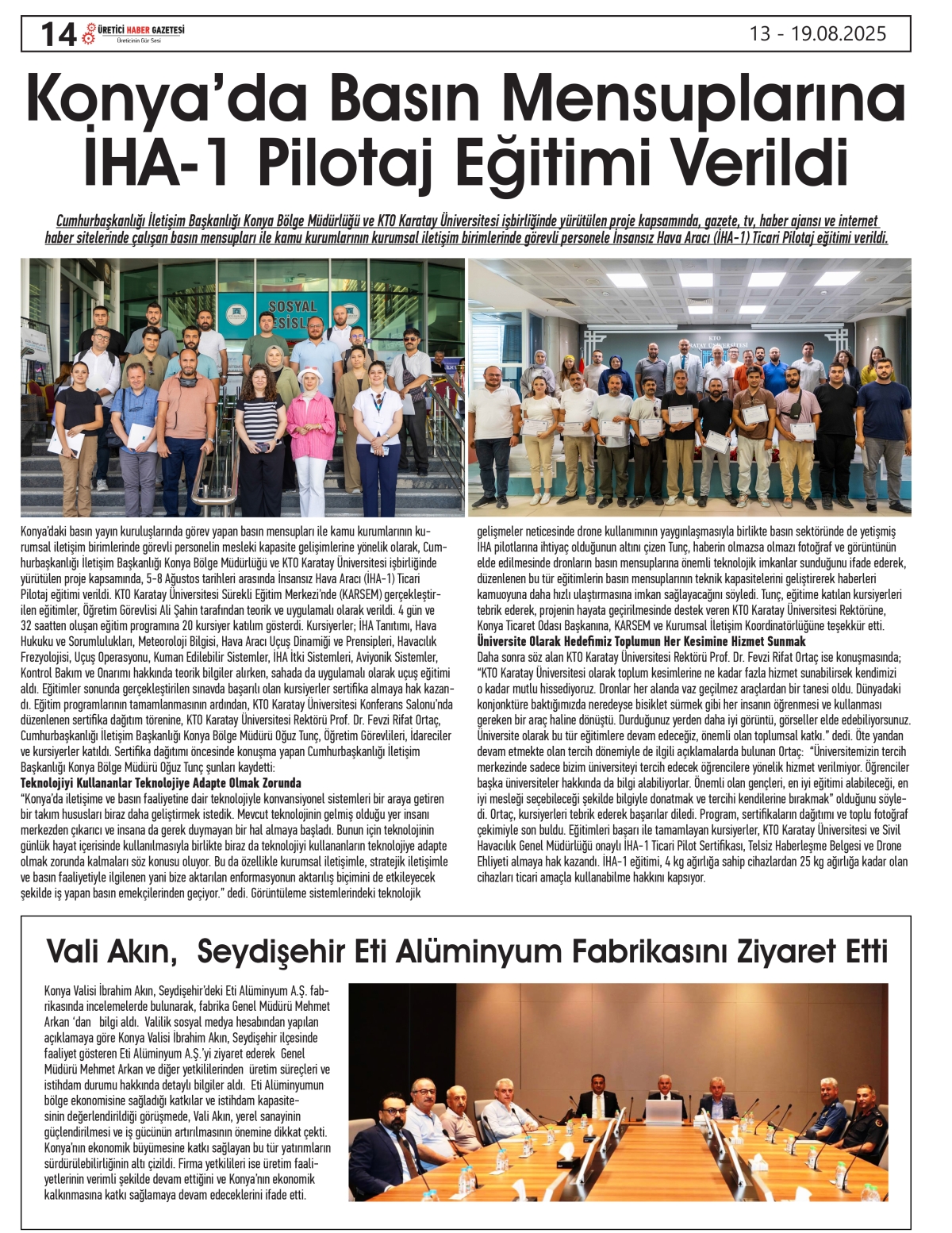 ÜRETİCİ  HABER  GAZETSİ   13.08.2025
