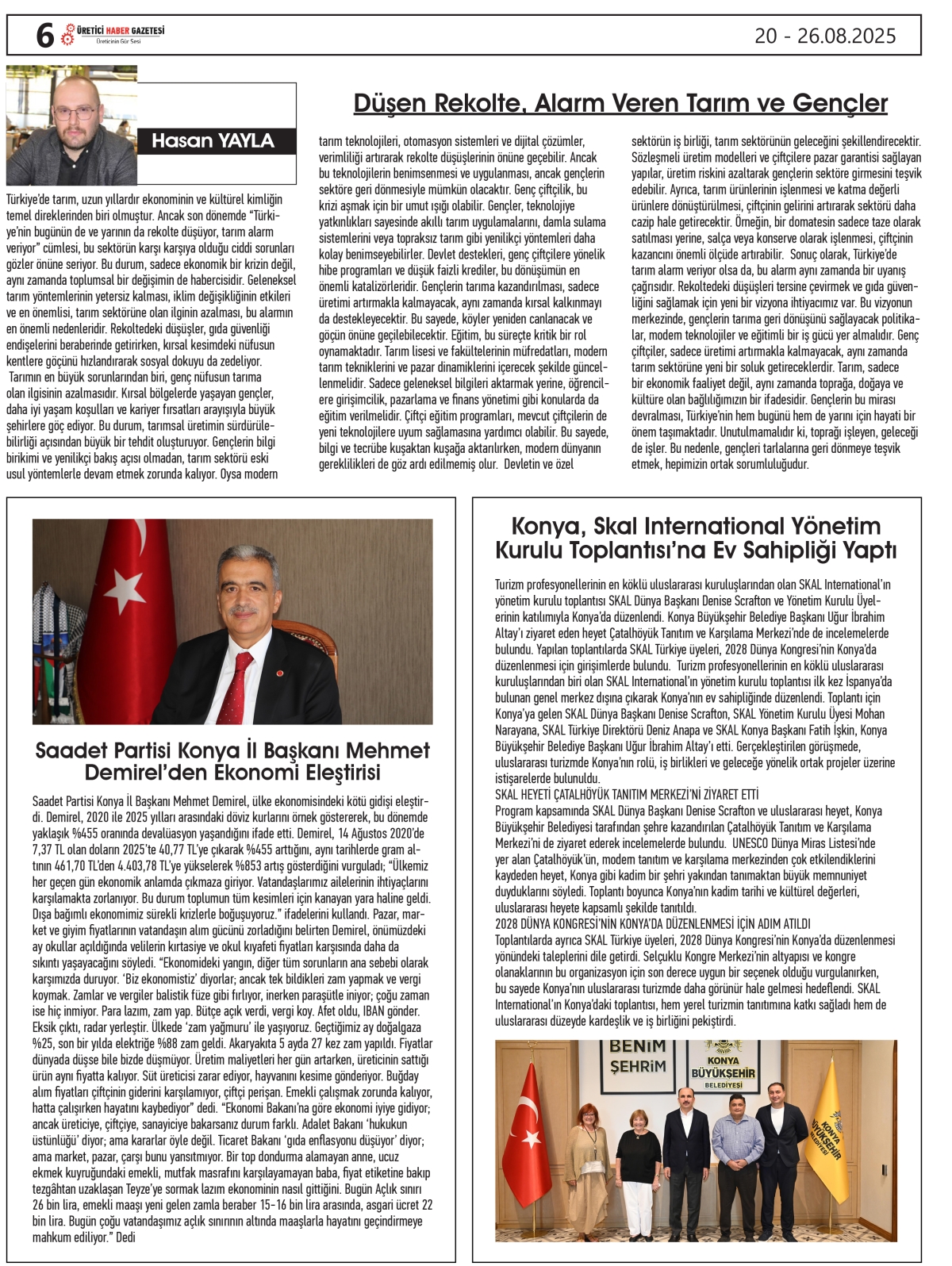 ÜRETİCİ HABER GAZETESİ  20.08.2025