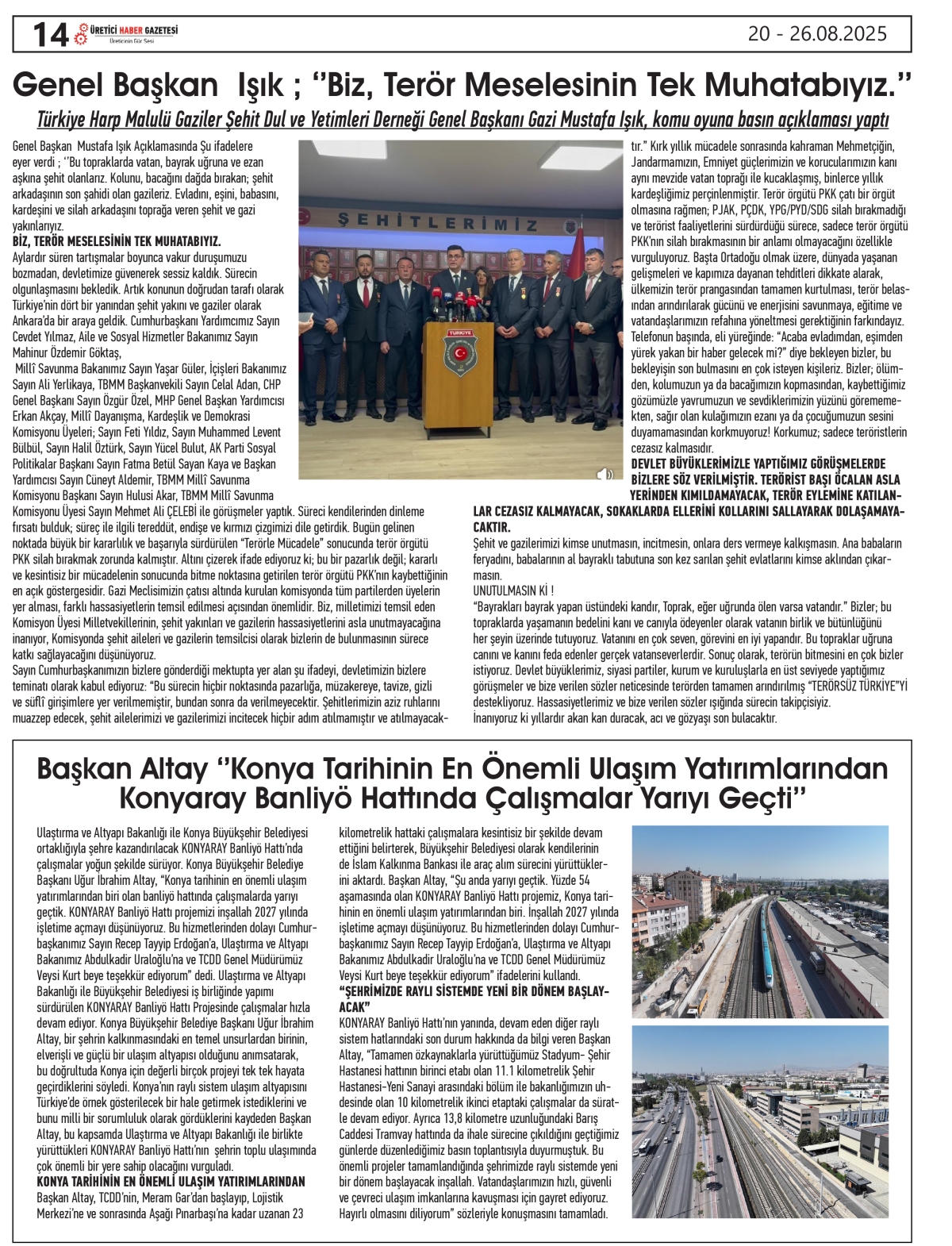 ÜRETİCİ HABER GAZETESİ  20.08.2025