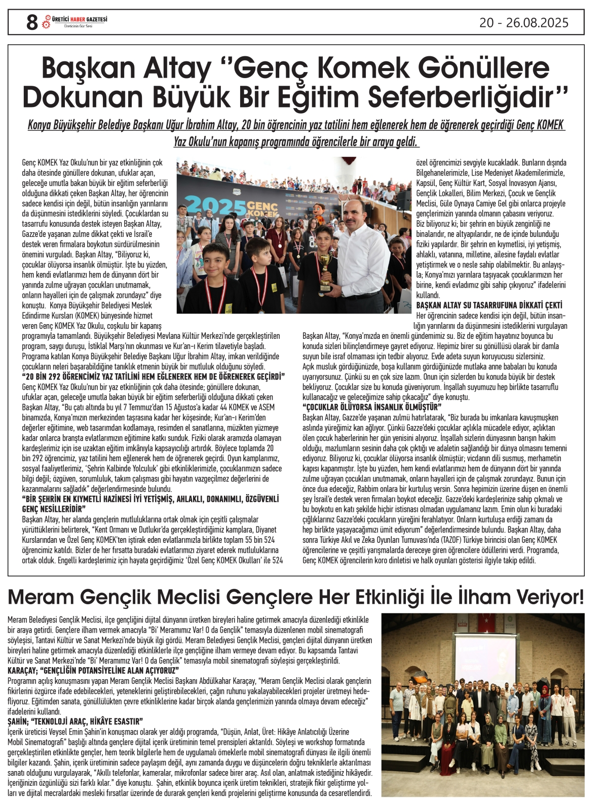ÜRETİCİ HABER GAZETESİ  20.08.2025