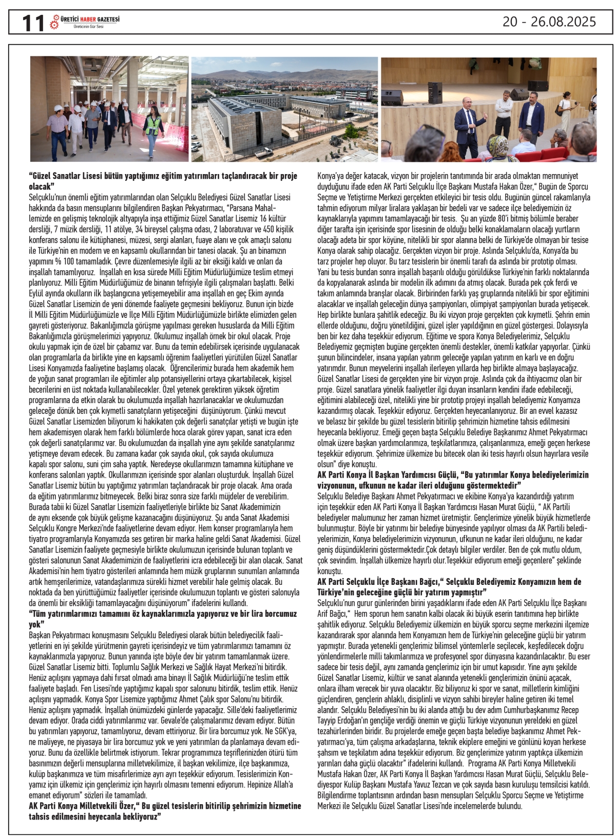 ÜRETİCİ HABER GAZETESİ  20.08.2025