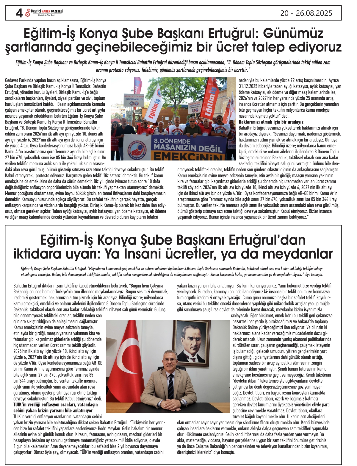 ÜRETİCİ HABER GAZETESİ  20.08.2025