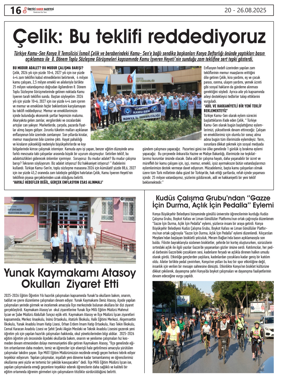 ÜRETİCİ HABER GAZETESİ  20.08.2025