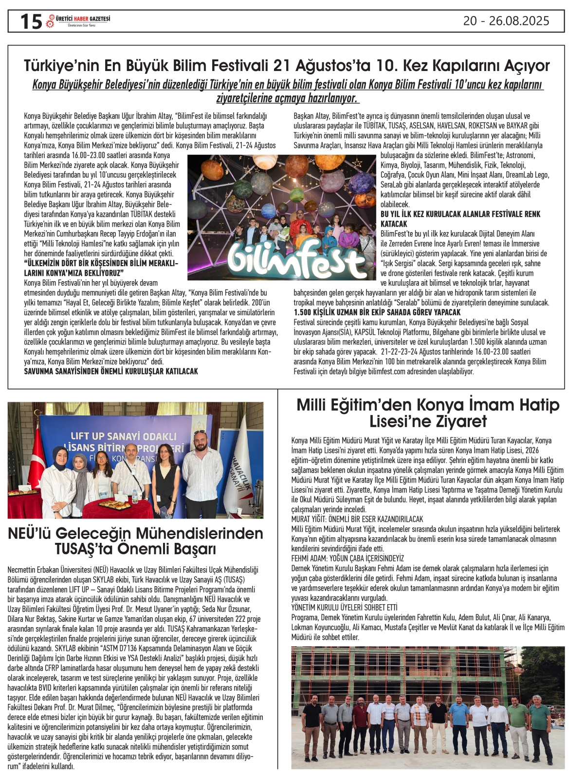 ÜRETİCİ HABER GAZETESİ  20.08.2025