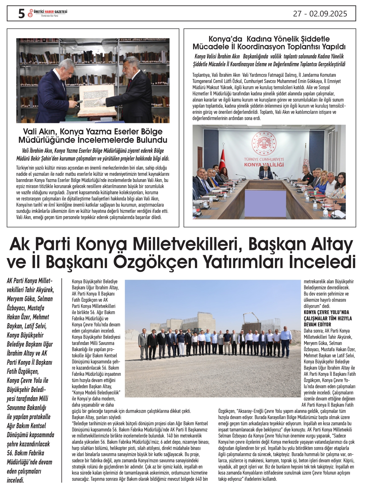 ÜRETİCİ  HABER  GAZTESİ  27.08.2025