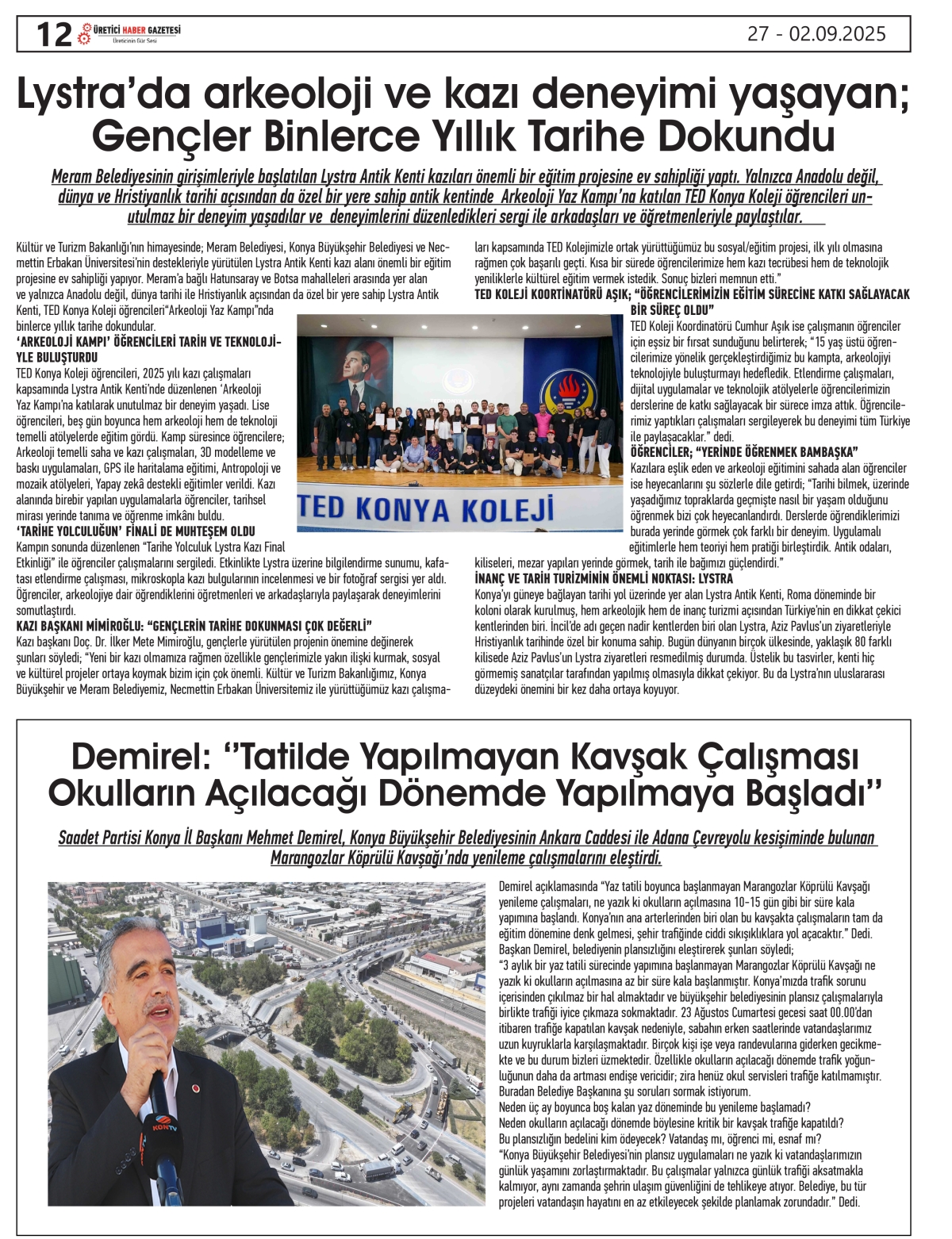 ÜRETİCİ  HABER  GAZTESİ  27.08.2025
