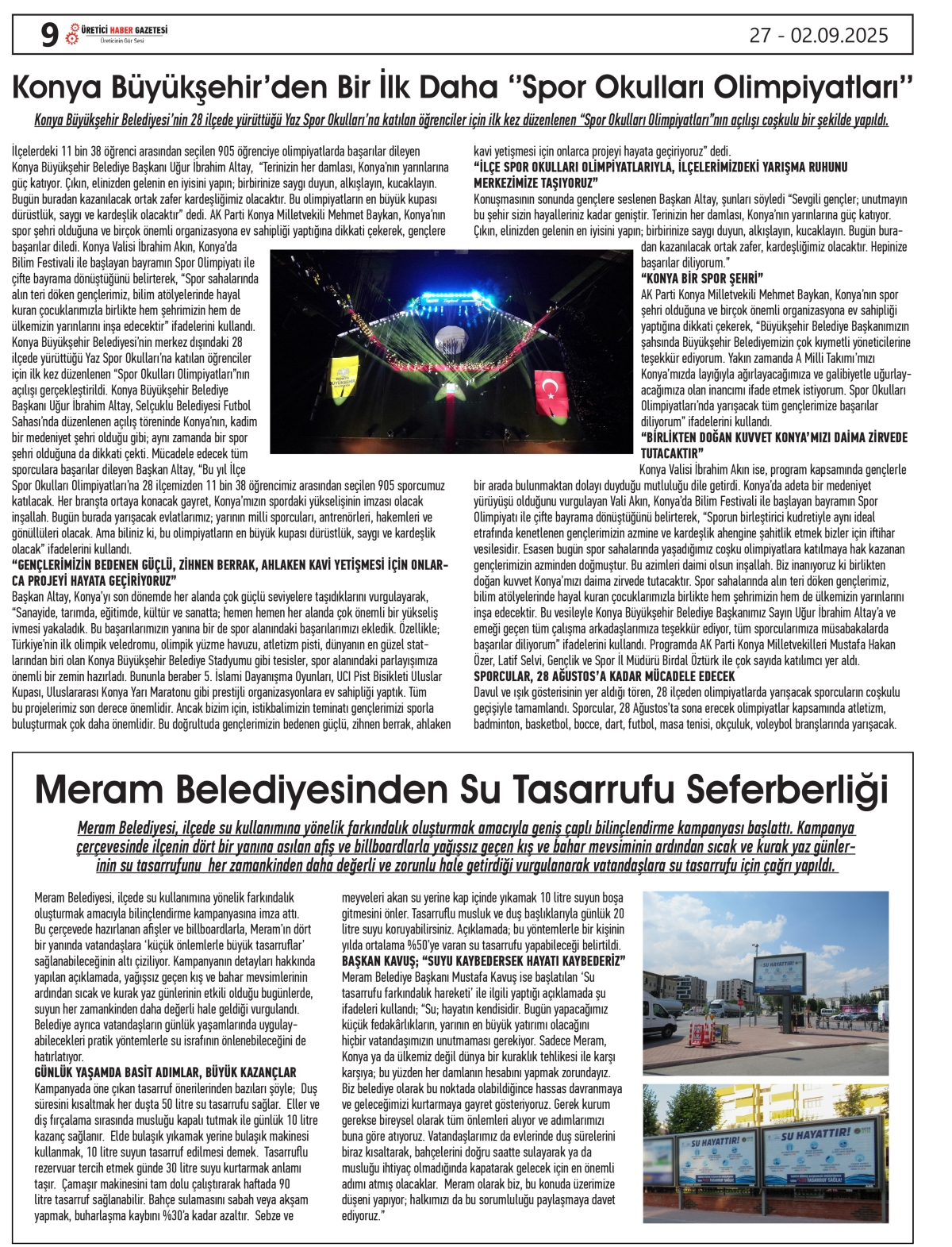 ÜRETİCİ  HABER  GAZTESİ  27.08.2025