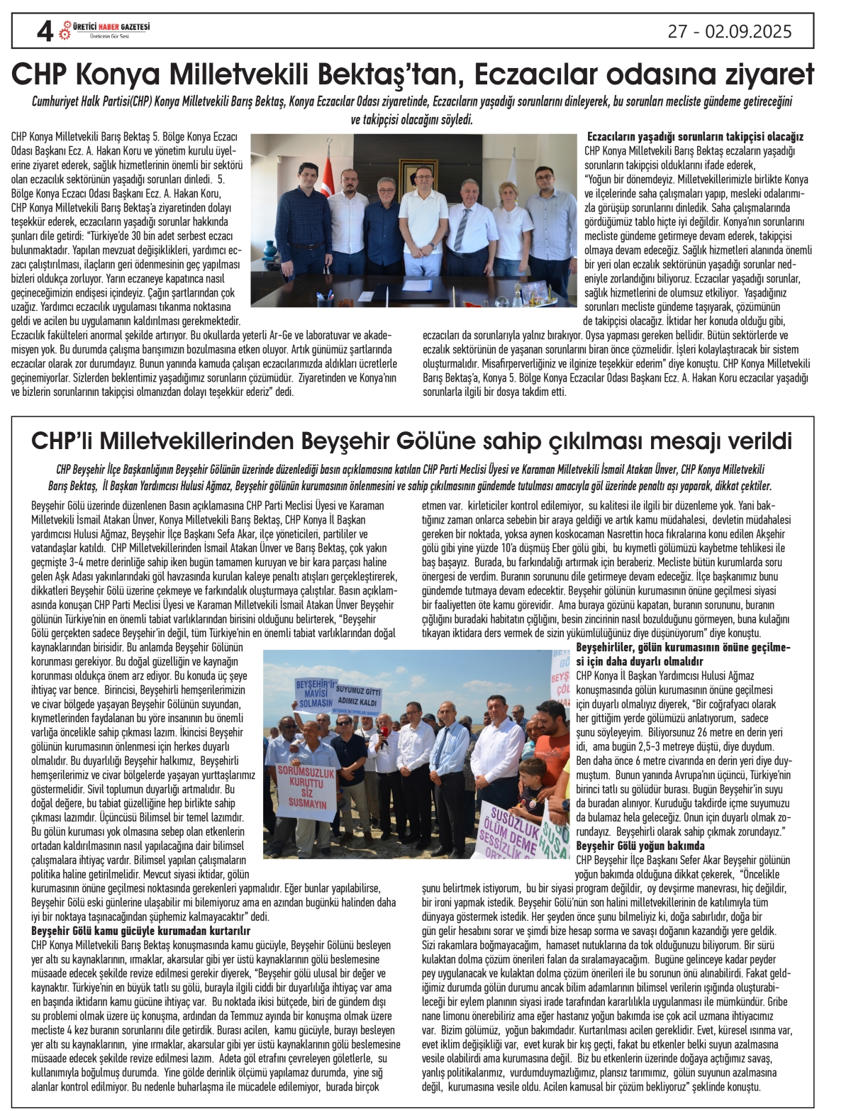 ÜRETİCİ  HABER  GAZTESİ  27.08.2025