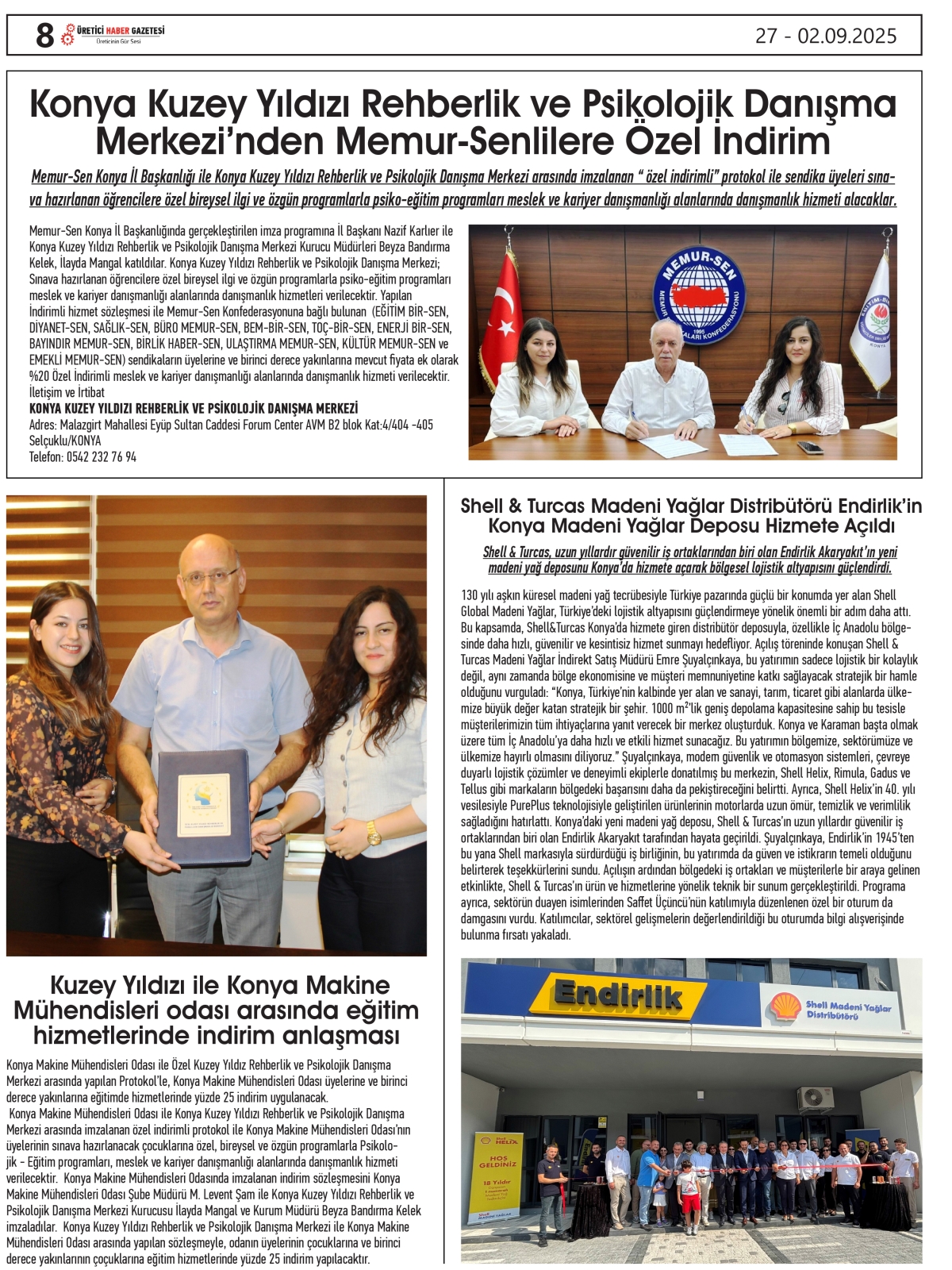 ÜRETİCİ  HABER  GAZTESİ  27.08.2025