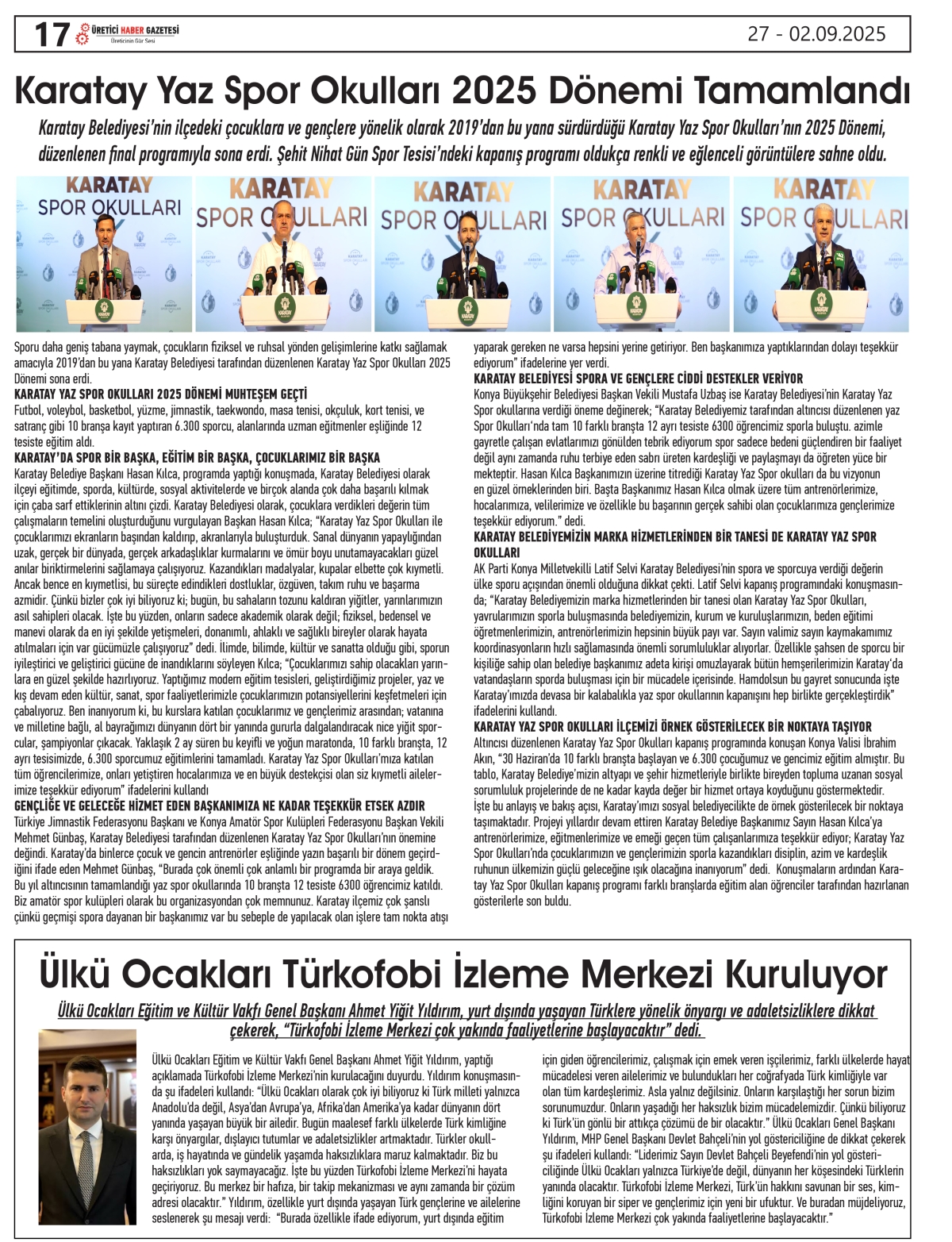 ÜRETİCİ  HABER  GAZTESİ  27.08.2025