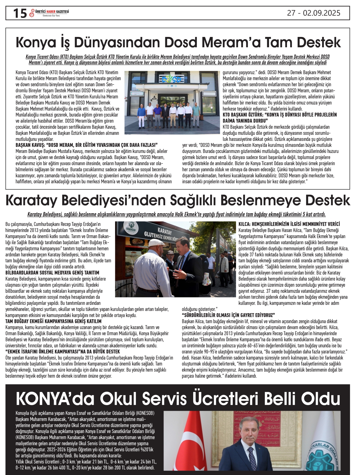 ÜRETİCİ  HABER  GAZTESİ  27.08.2025