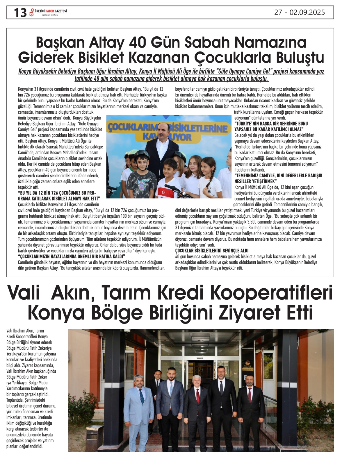 ÜRETİCİ  HABER  GAZTESİ  27.08.2025
