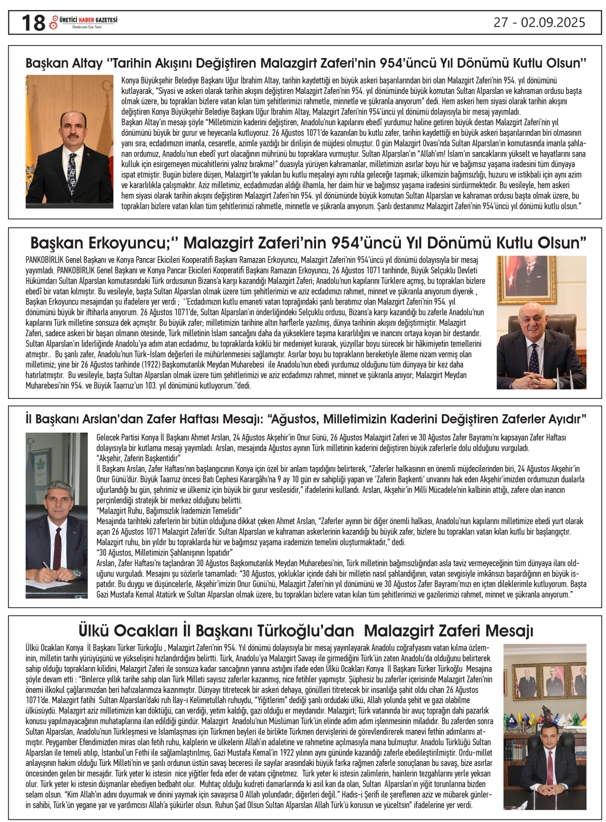 ÜRETİCİ  HABER  GAZTESİ  27.08.2025