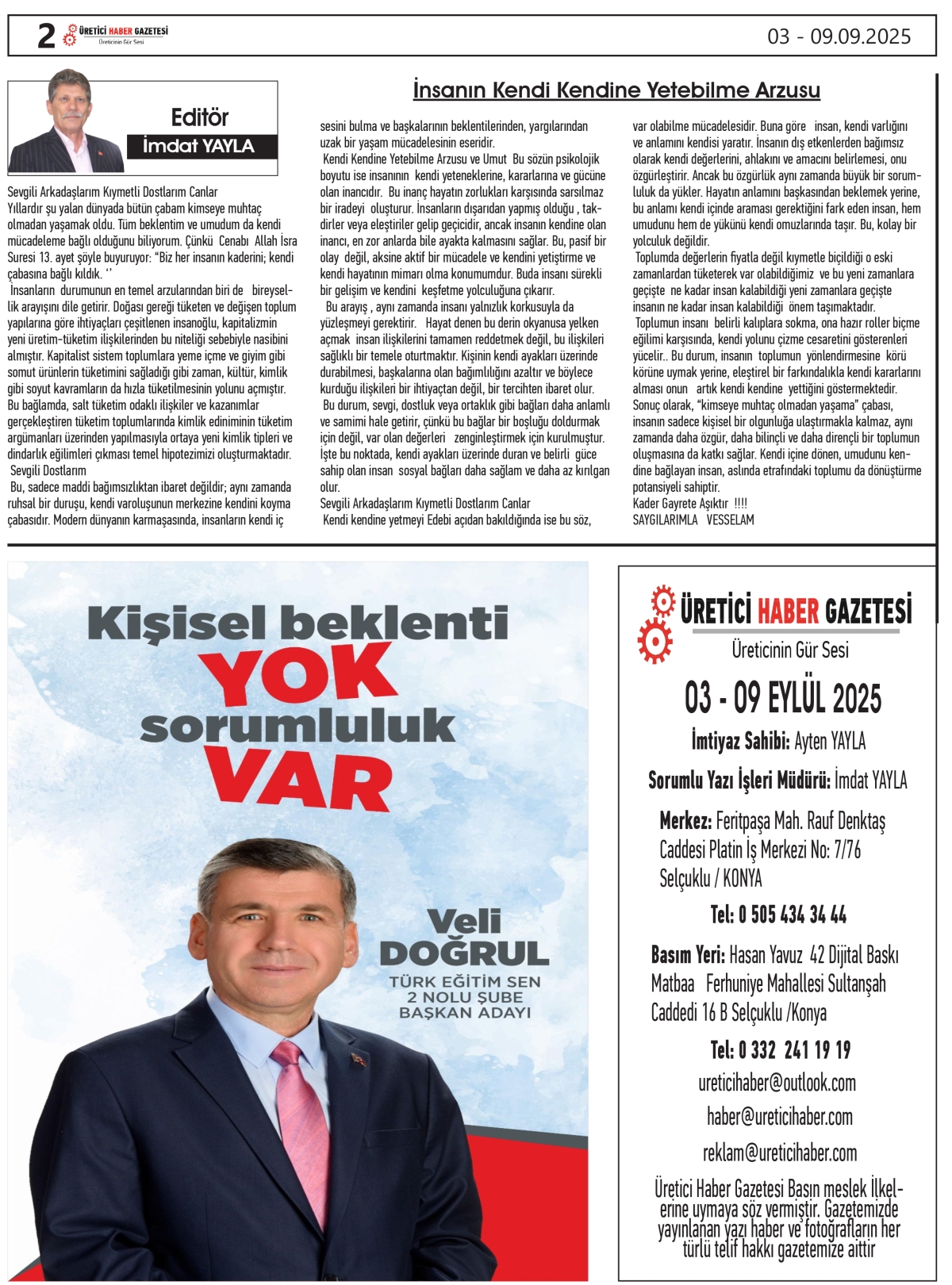 ÜRETİCİ  HABER  GAZETESİ  02.09.2025