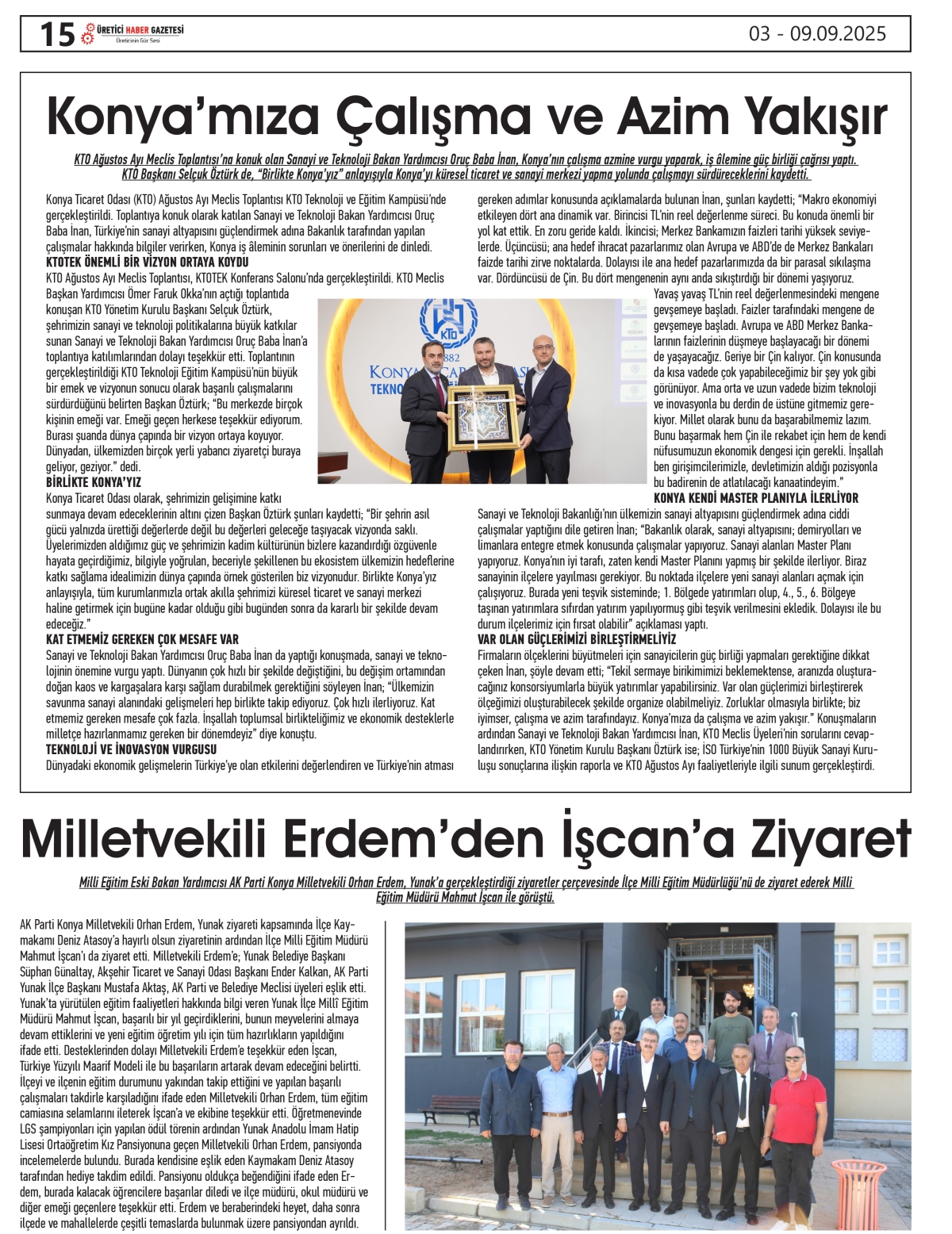 ÜRETİCİ  HABER  GAZETESİ  02.09.2025