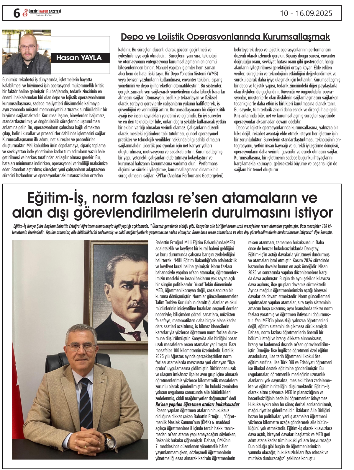 ÜRETİCİ  HABER  GAZETESİ    10.09.2025