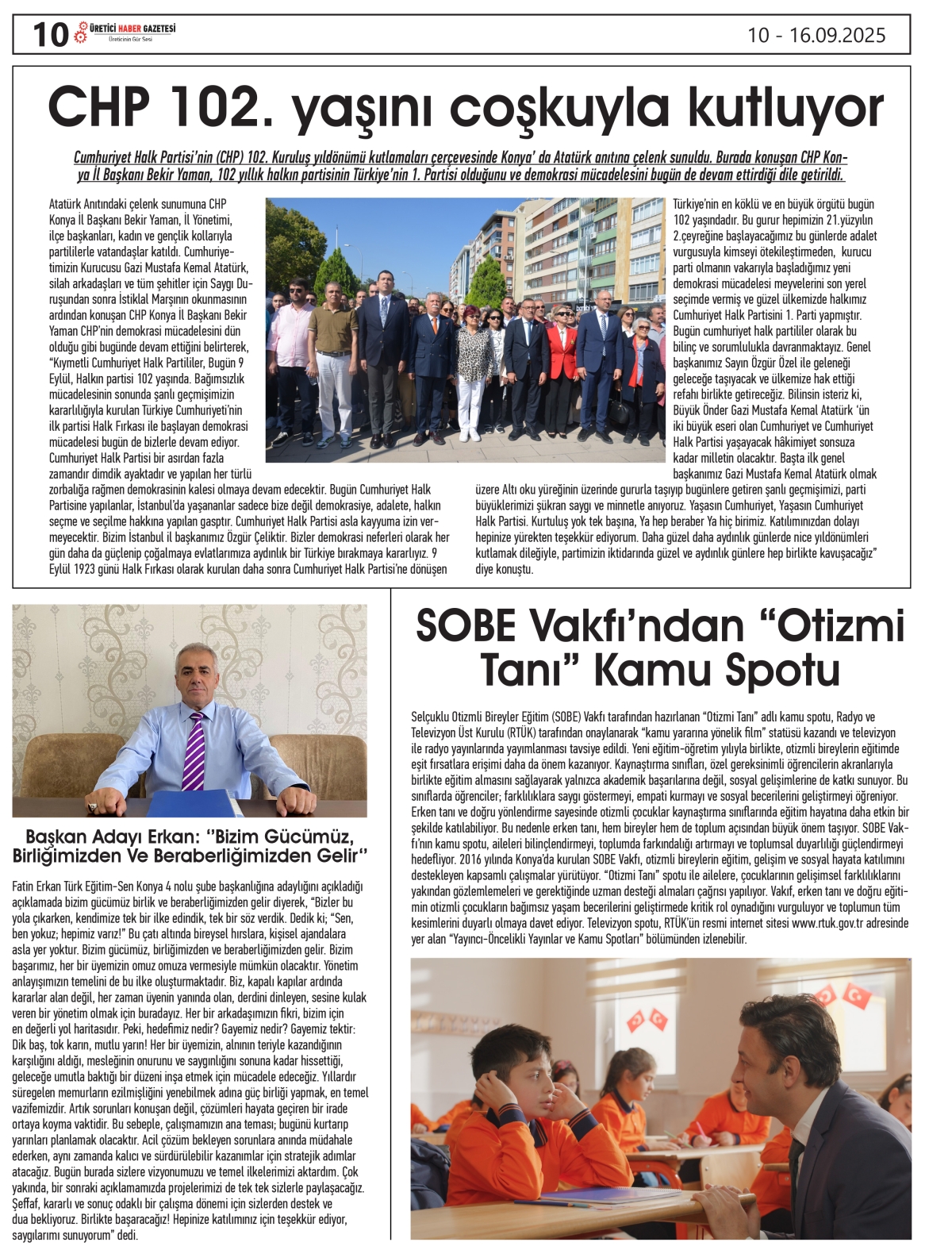 ÜRETİCİ  HABER  GAZETESİ    10.09.2025