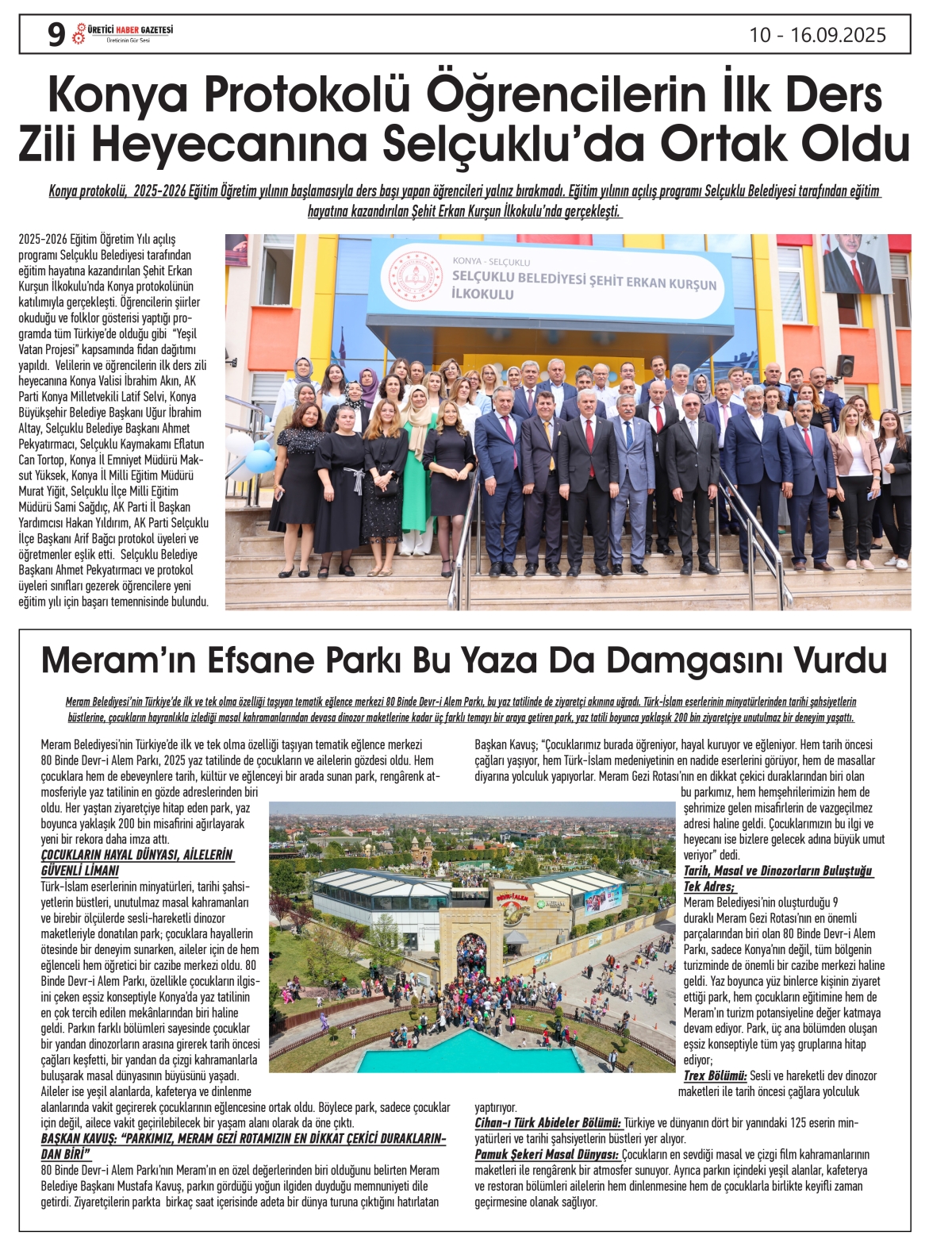 ÜRETİCİ  HABER  GAZETESİ    10.09.2025