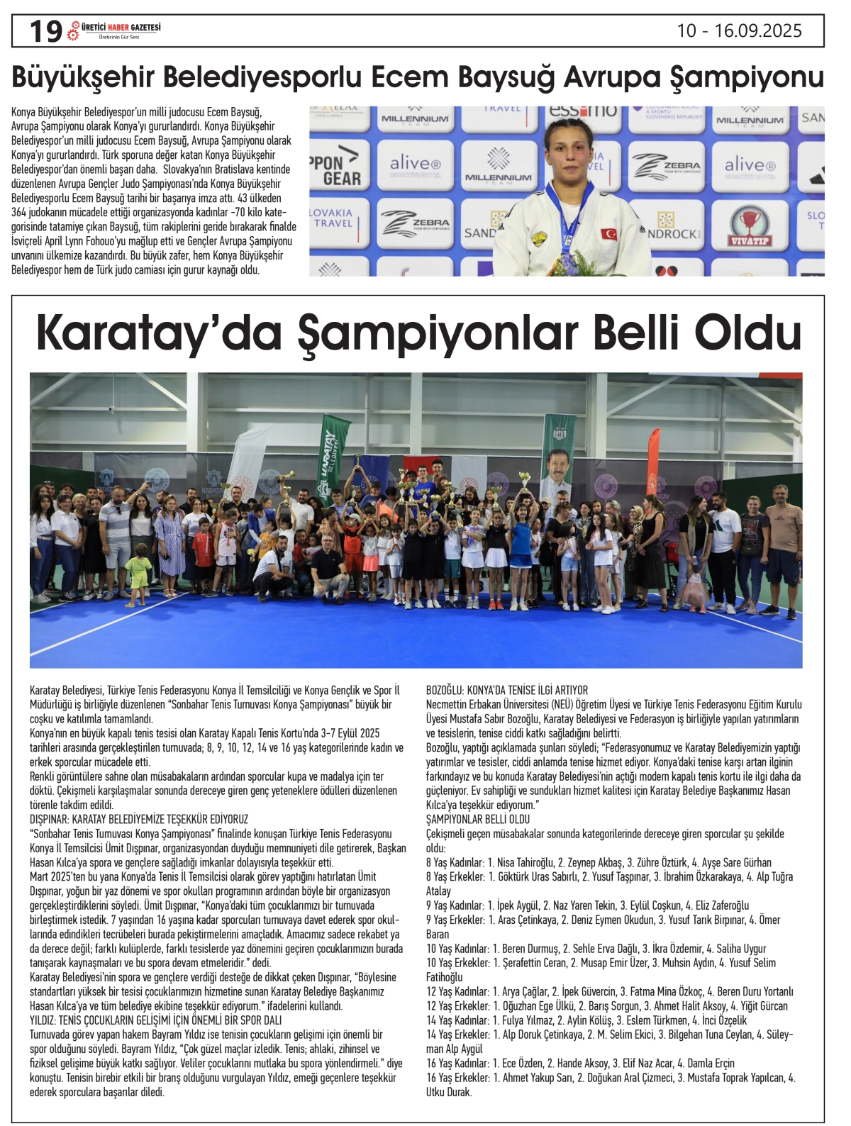 ÜRETİCİ  HABER  GAZETESİ    10.09.2025