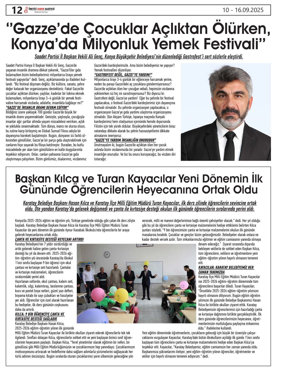 ÜRETİCİ  HABER  GAZETESİ    10.09.2025