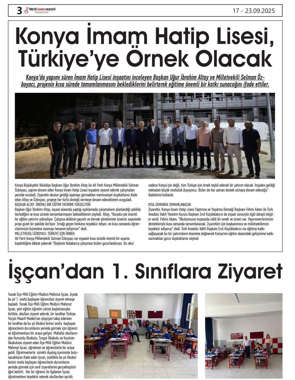 ÜRETİCİ  HABER  GAZETESİ   17.09.2025