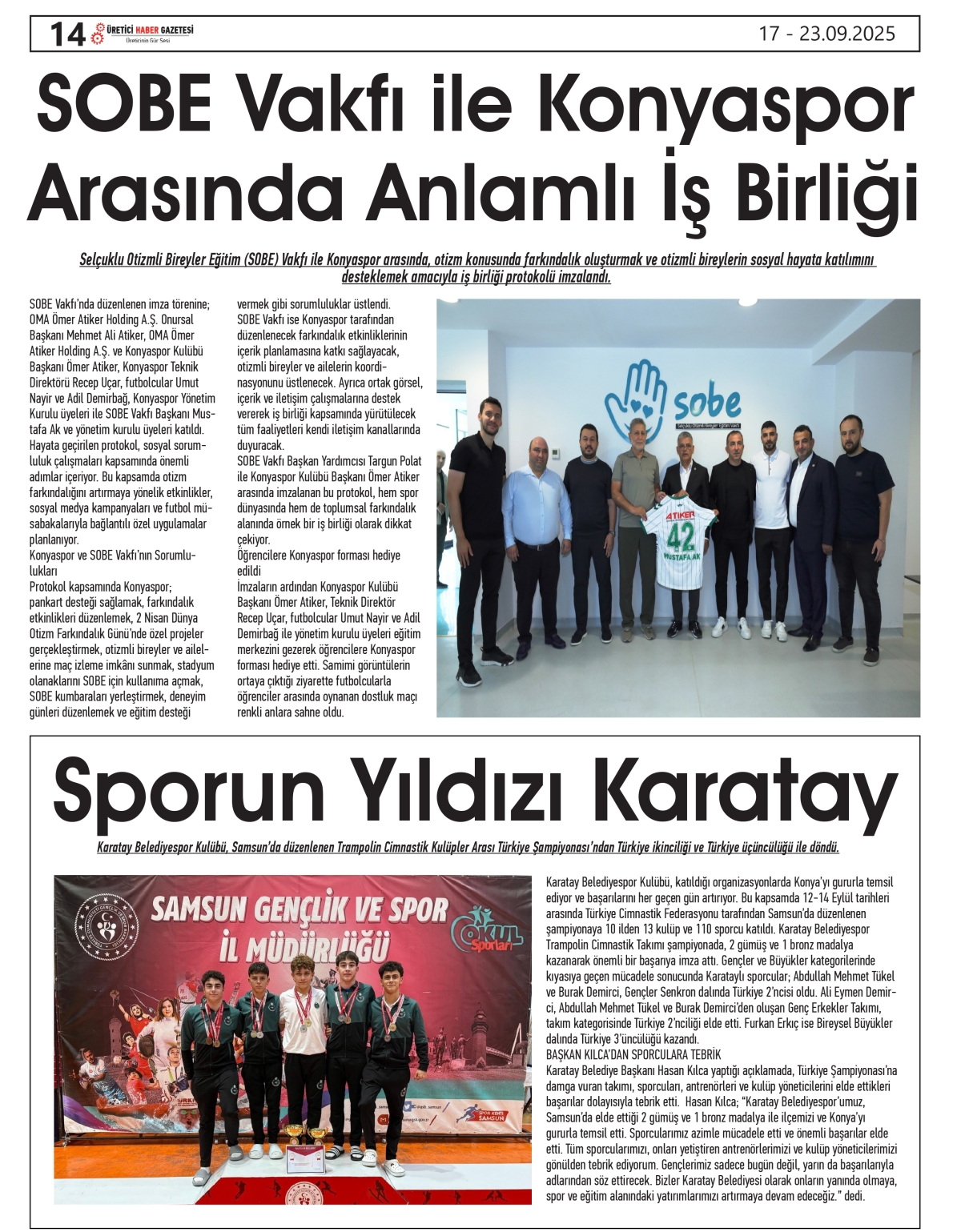 ÜRETİCİ  HABER  GAZETESİ   17.09.2025