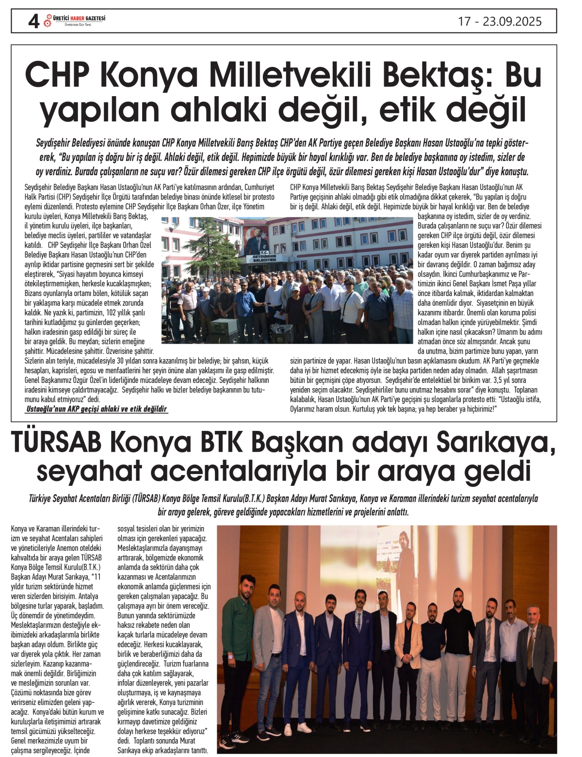 ÜRETİCİ  HABER  GAZETESİ   17.09.2025