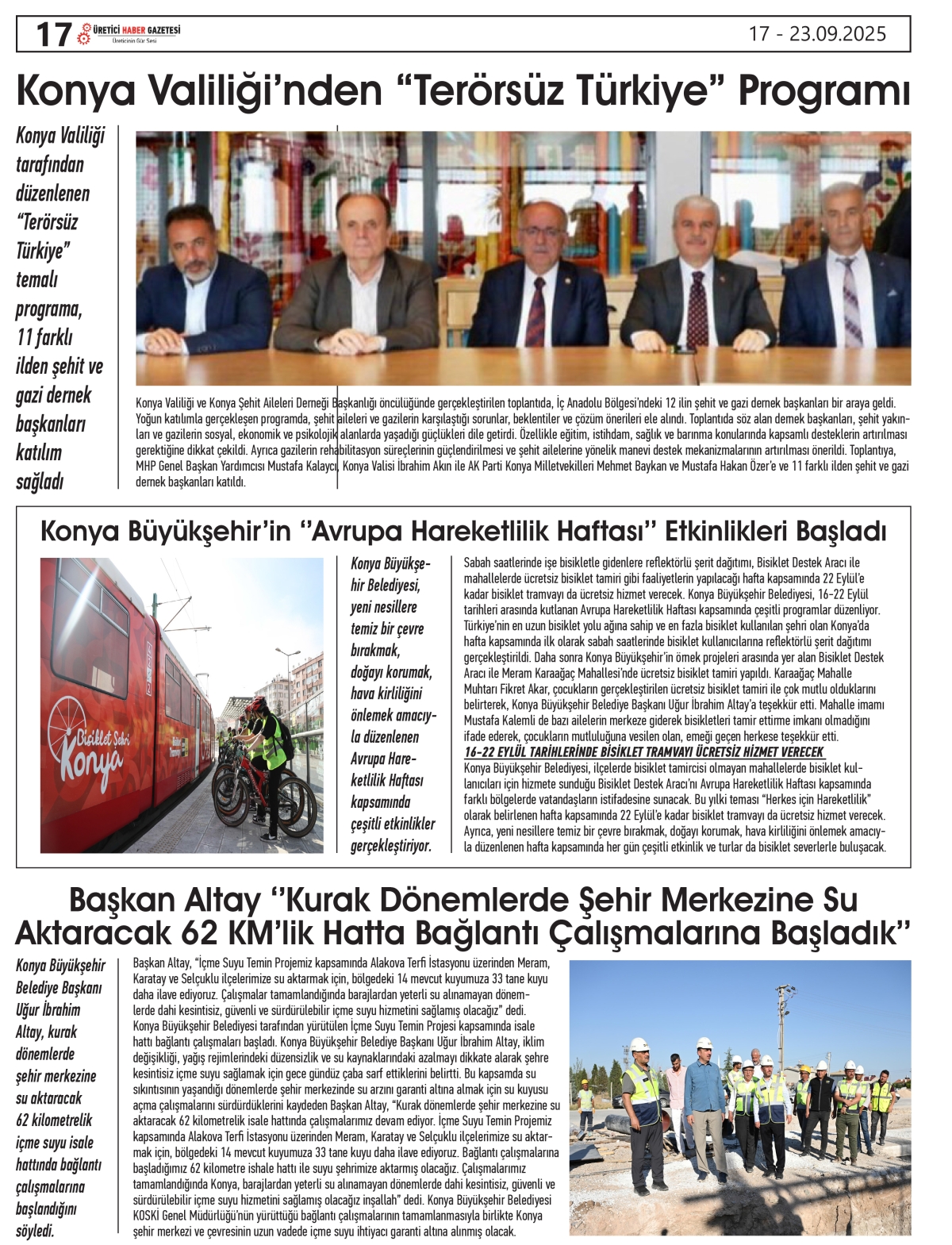 ÜRETİCİ  HABER  GAZETESİ   17.09.2025