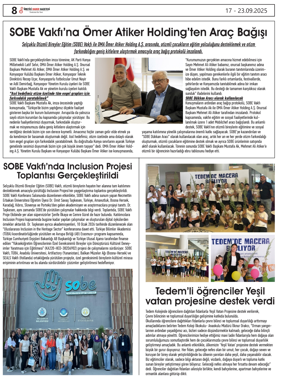 ÜRETİCİ  HABER  GAZETESİ   17.09.2025