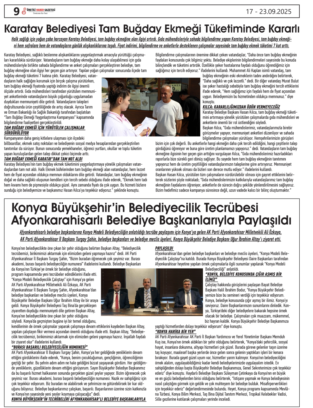 ÜRETİCİ  HABER  GAZETESİ   17.09.2025
