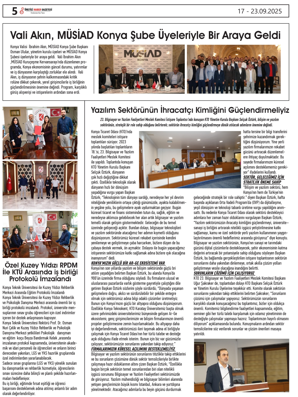 ÜRETİCİ  HABER  GAZETESİ   17.09.2025