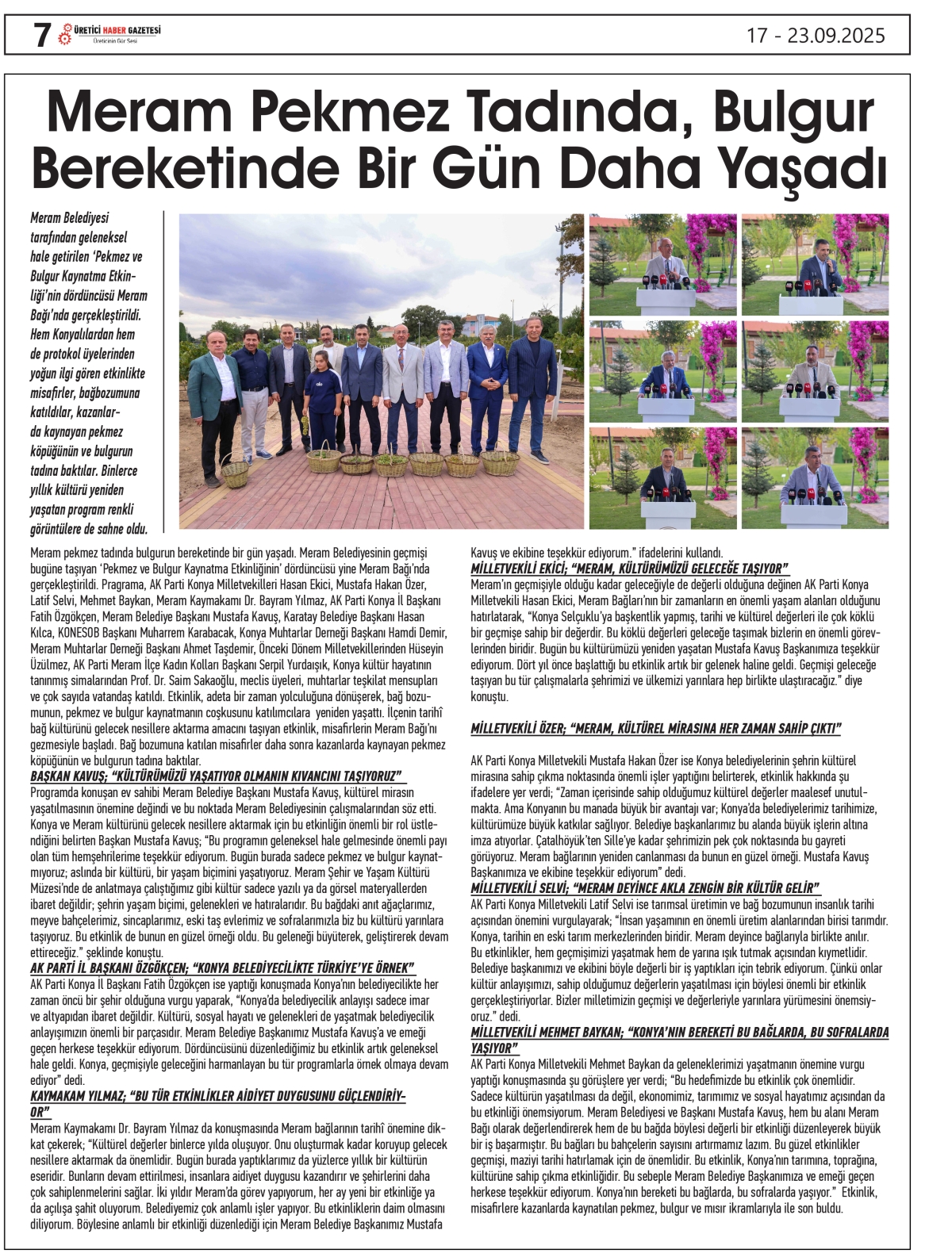 ÜRETİCİ  HABER  GAZETESİ   17.09.2025